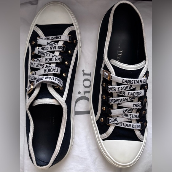 Christian Dior WalkN Dior Black Canvas Monochrome Women's Sneakers SZ 9 - Picture 2 of 13